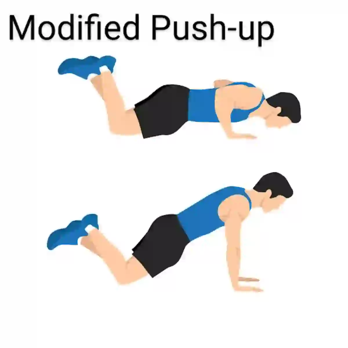 How to do a Modified Push-up. Place your hands on the floor slightly greater than shoulder-width apart and kneel on the floor. Slowly bend your elbows and lower your chest until your chin reaches the ground, then slowly return to the starting position.