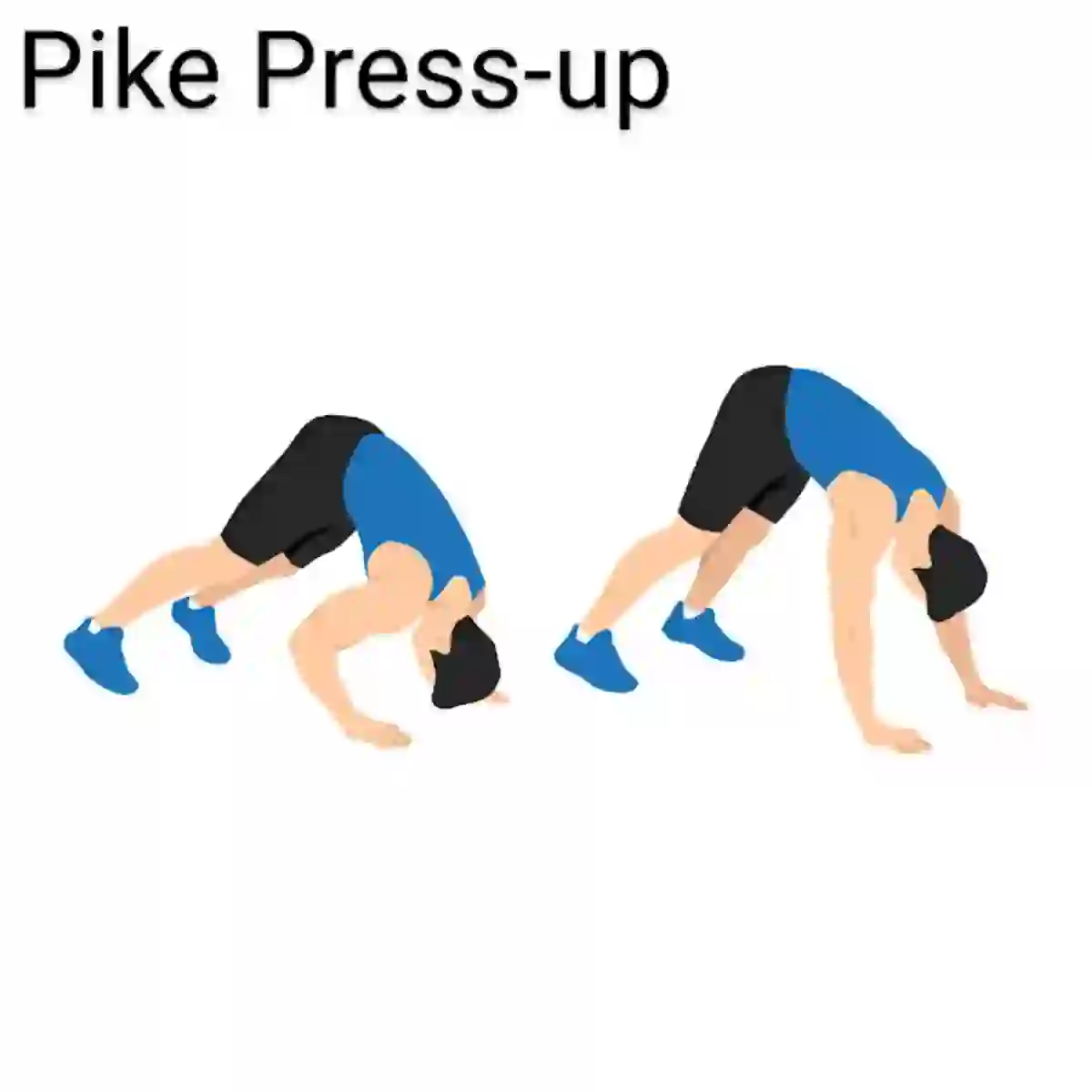 How to do a Pike Push-up. Lift hips up and back until your body forms an inverted V shape with your hands on the floor. Keep arms and legs as straight as possible. Start to bend elbows, and then lower your entire upper body toward the floor. Then slowly push back up until your arms are straight and you're in the inverted V position.