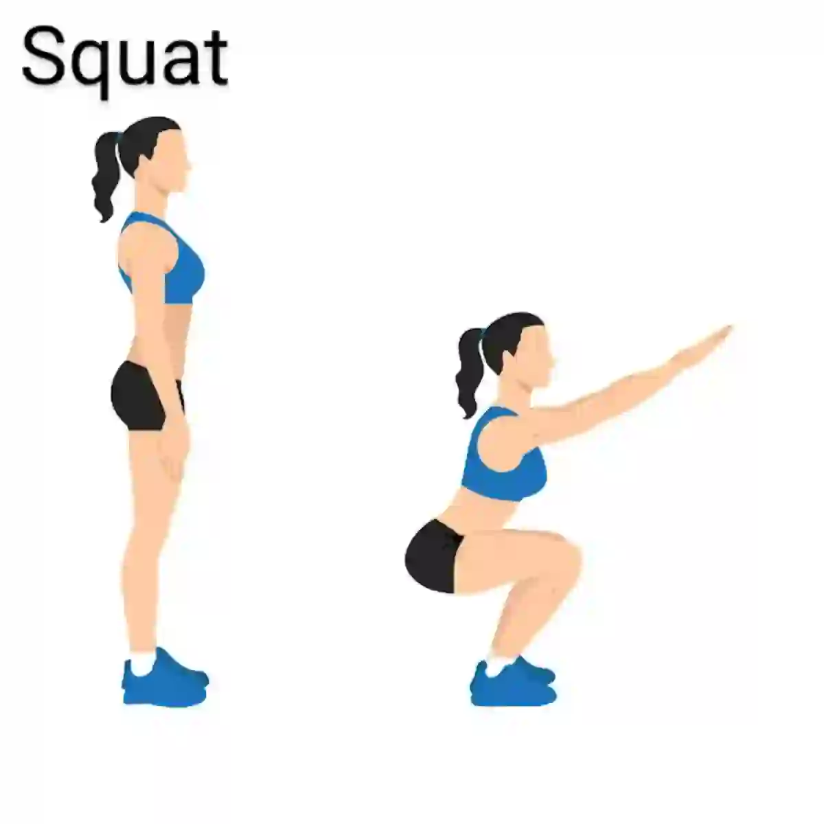 How to do a Squat. Stand with your hands on the back of your head and your feet shoulder-width apart with your feet turned out slightly to open the hip joint. Lower your body until your thighs are parallel to the floor. Pause, then return to the starting position. Repeat.